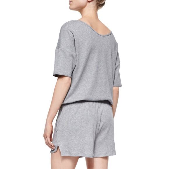 Theory S Jiyan Romper Playsuit Gray Pima Cotton Pockets Comfort Fit Short Sleeve - Picture 4 of 11
